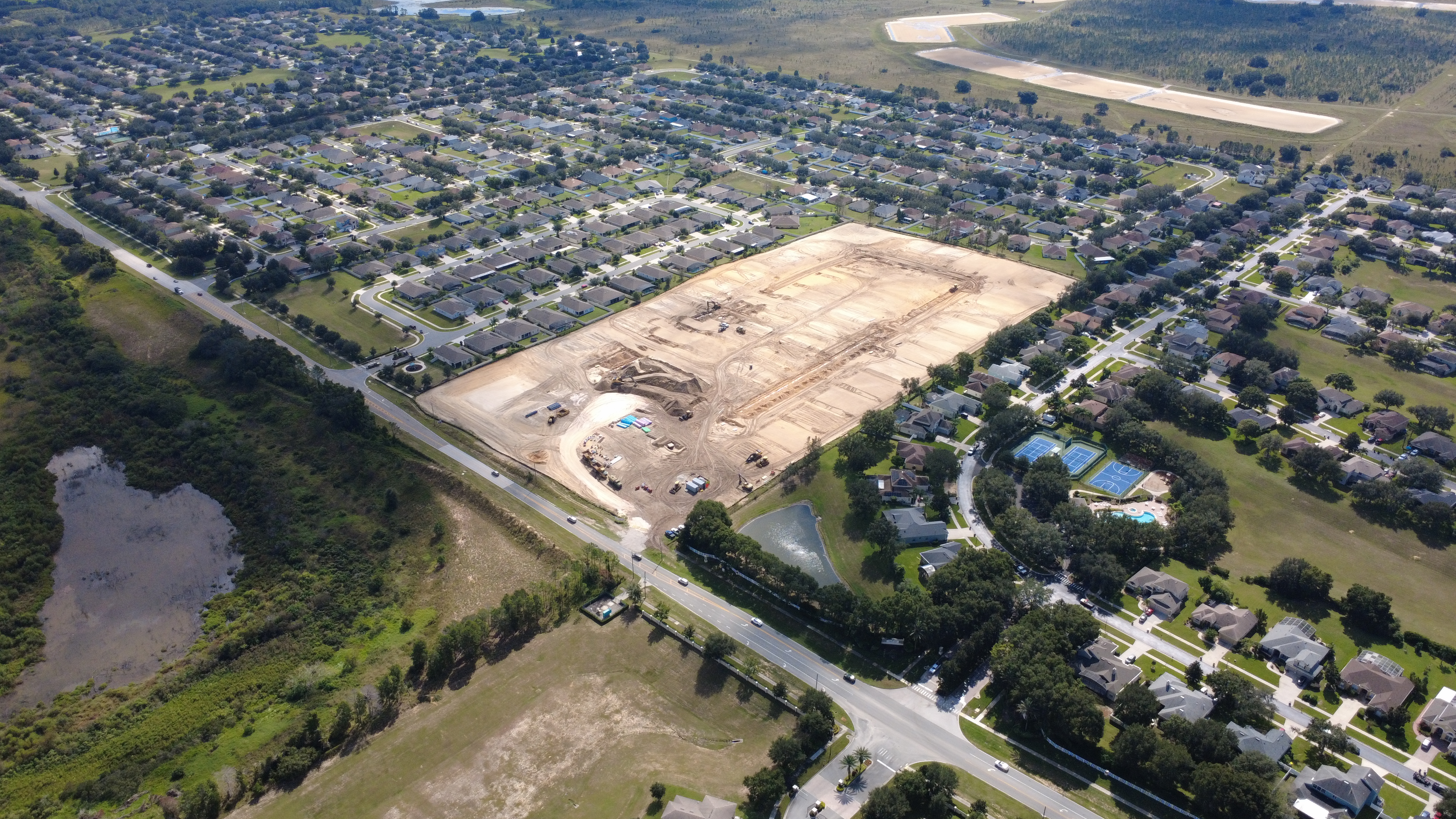Aerial view of new subdivision construction near Orlando