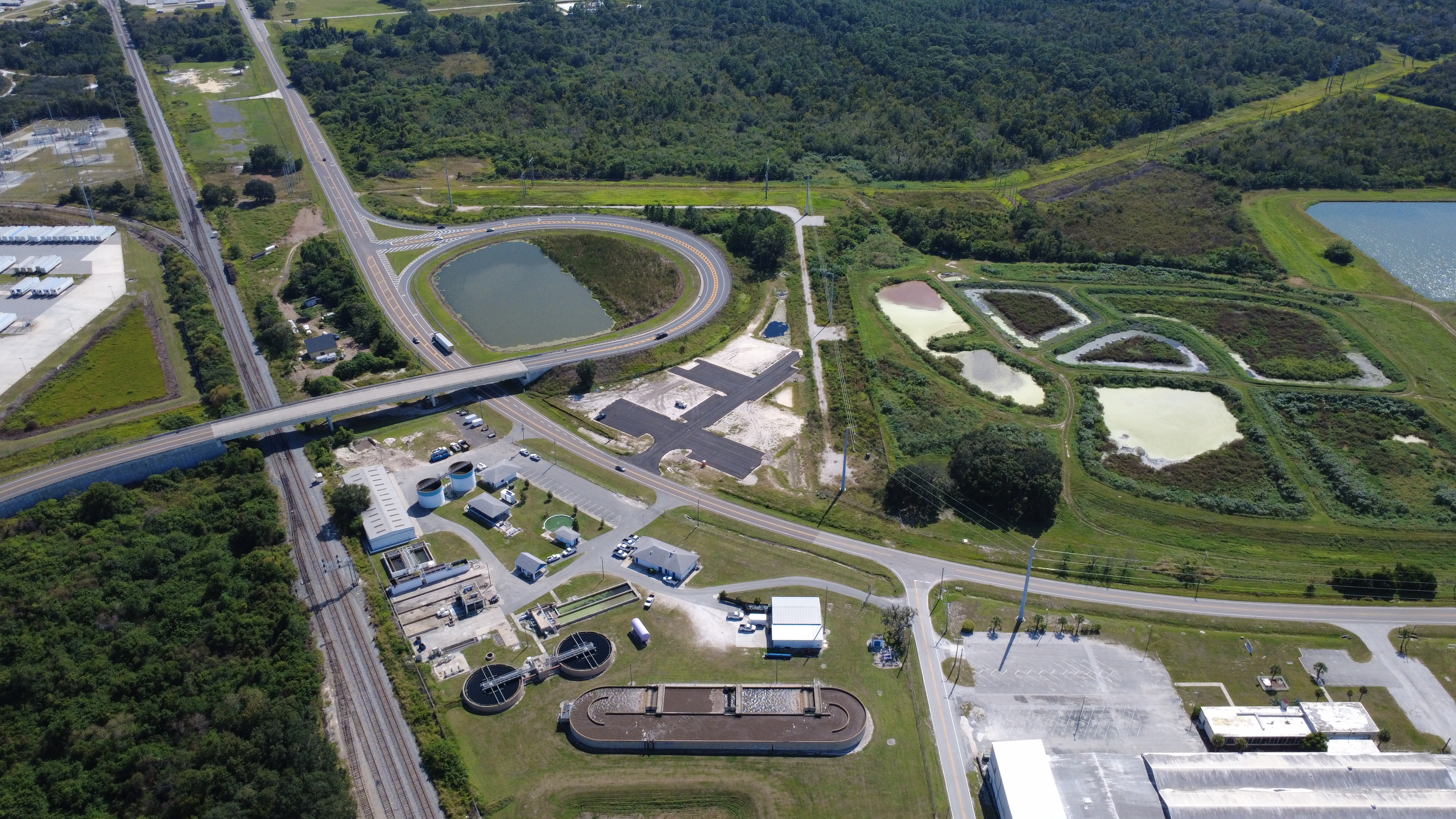 Aerial view of warehouse construction progress in Central Florida